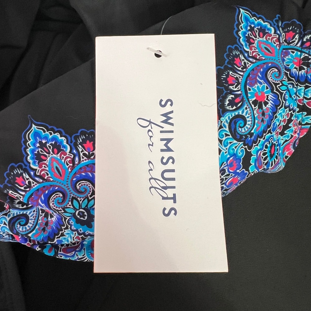 NWT - Swimsuits for All Size 12 One Piece Swimsuit Black Blue Paisley Print - Picture 6 of 10